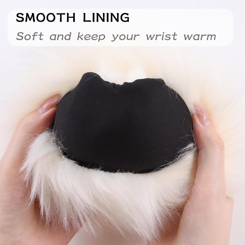 Peecabe Winter Women Fuzzy Arm Warmers Girls Faux Fur Short Wrist Cuffs Fluffy Soft Wrist Cover Ankle Warmer - Image 4
